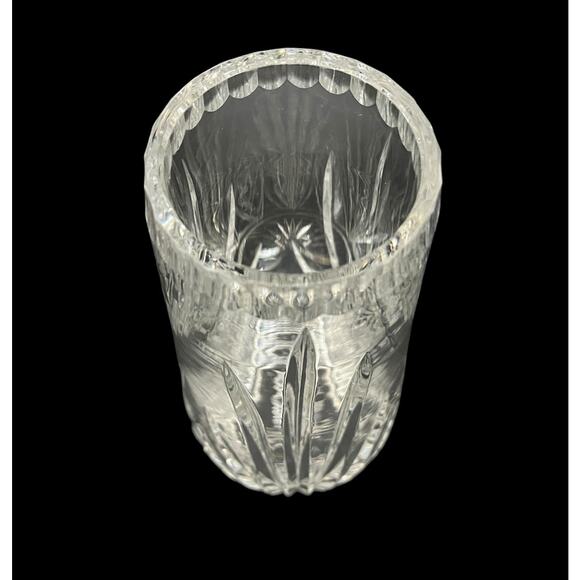 Pressed Glass Vase Heavy Starburst Base Classic Home Decor Curved Bottom 10" - Picture 3 of 9